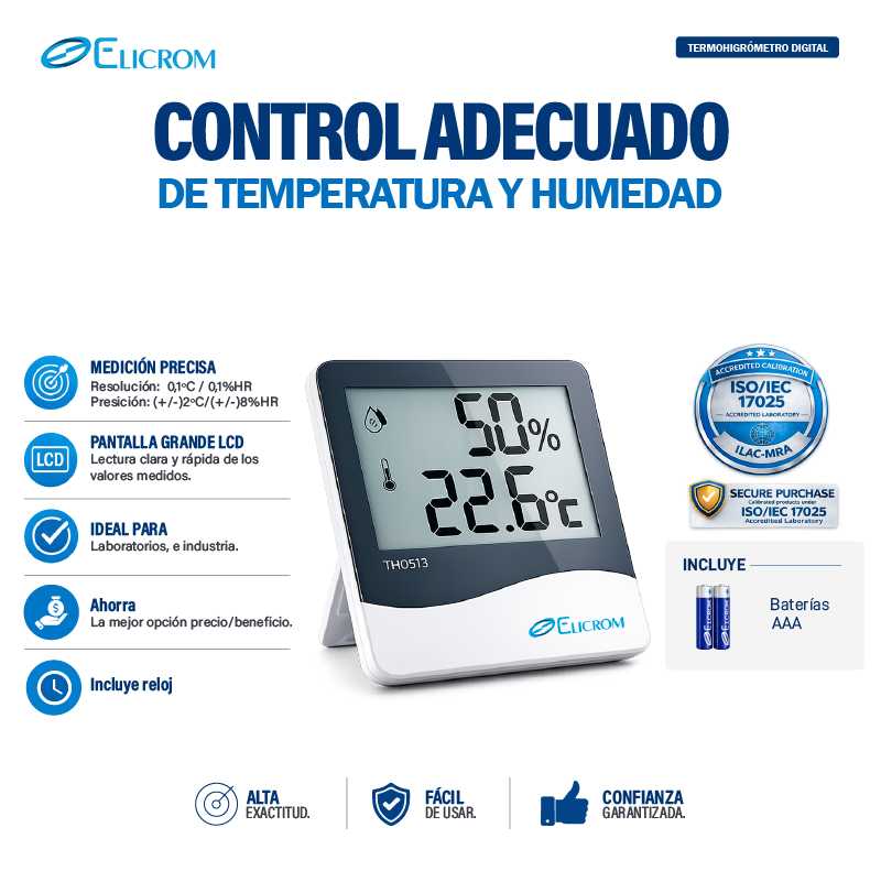 Termohigrómetro digital TH0513 - ELICROM